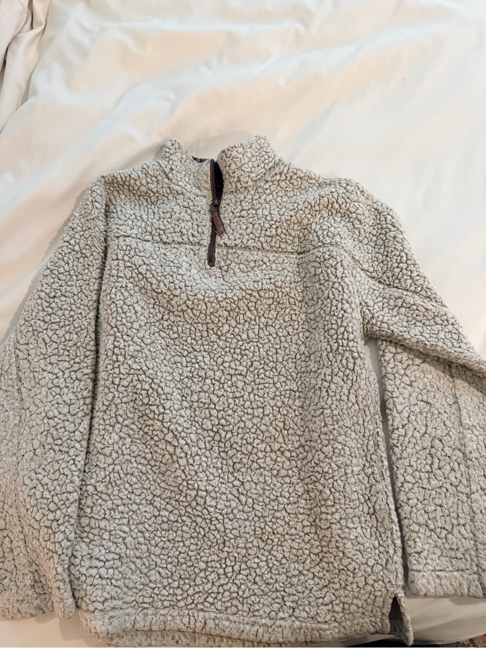 True Grit Cozy Sherpa Quarter-Zip Pullover - Light Gray